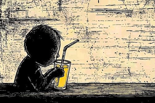 Silhouet van kind met glas