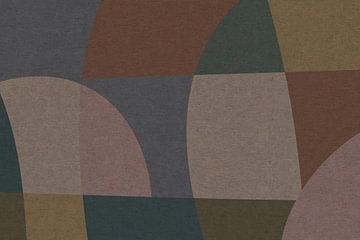 Roze, bruin, groene organische vormen. Moderne abstracte retro geometrische kunst in warme pastelkle van Dina Dankers