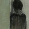 Portret van een vrouw die zich verschuilt.  Handgetekend. van Ineke de Rijk