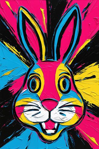 Kleurrijk en speels konijn portret