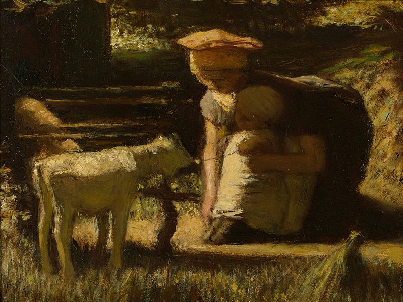 Getting acquainted (The little goat), Matthijs Maris by Masterful Masters