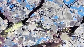 Unter weißer Pflaumenblüte – Digitales impressionistisches Gemälde von VenVision Art