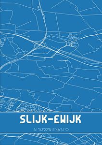 Blaupause | Karte | Slijk-Ewijk (Gelderland) von Rezona