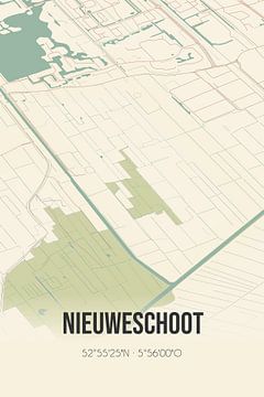 Carte ancienne de Nieuweschoot (Fryslan) sur Rezona