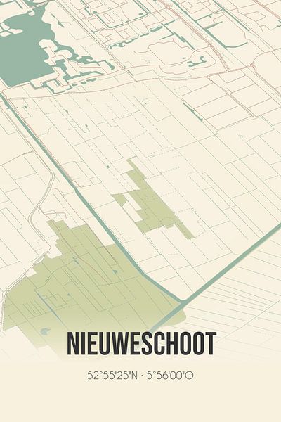 Vintage map of Nieuweschoot (Fryslan) by Prints of Place