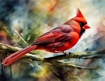 Schöne Vögel der Welt - Nördlicher Kardinalvogel von Johanna's Art