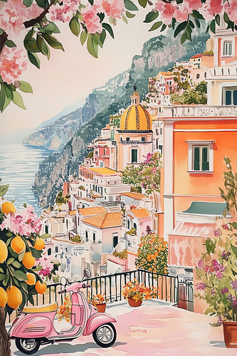 Positano mit Blick auf die Zitrusplantagen