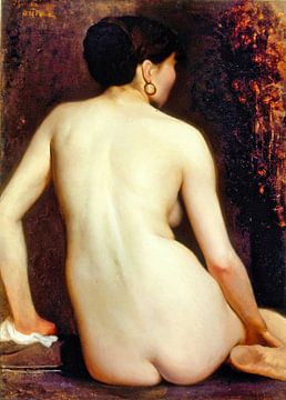 Vue arrière de la femme nue, Rodolfo Amoedo, 1881 sur Atelier Liesjes