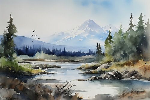 Watercolours Landscape Alaska