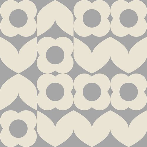 Retro 70s vintage stijl kunstwerk in wit en grijs