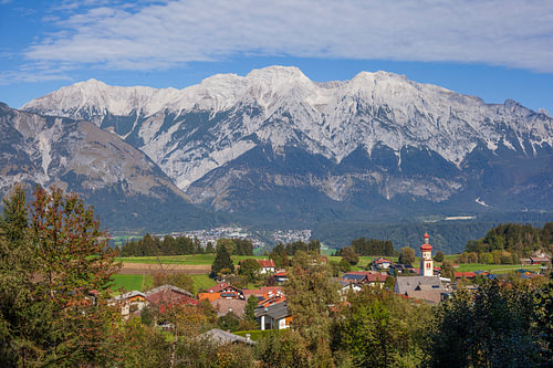 The village of Tulfes and the Karwendel Mountains