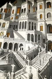 grafische afbeelding van huizen en trappen van Egon Zitter