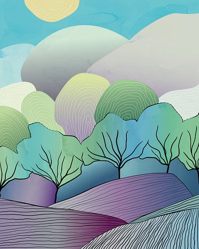 Abstract landschap bij zonsopkomst