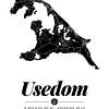 Usedom | Artistieke landkaart | Eilandsilhouet | Zwart en wit van ViaMapia