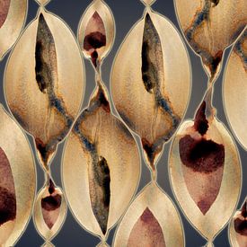 Velvet Midnight Bloom Aqua 952 - Slow Swing Sand Pearl & Deep Blue Motion Kunstdruck von Saskia Mensink PRINTS