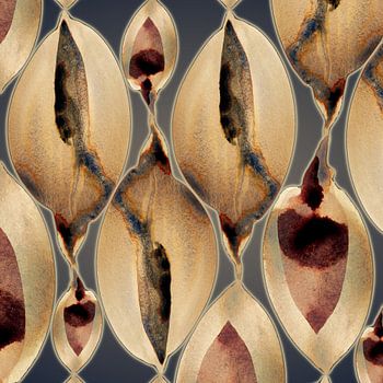 Velvet Midnight Bloom Aqua 952 - Slow Swing Sand Pearl & Deep Blue Motion Art Print