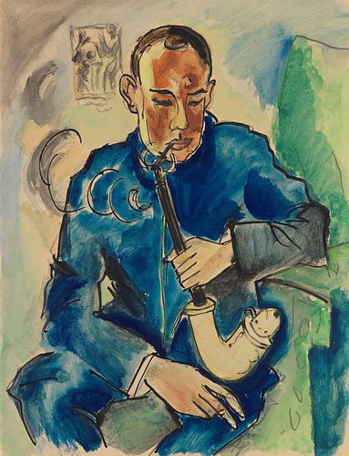 Max Pechstein, Le fumeur - Portrait d'Alfred Hess, Erfurt, vers 1919