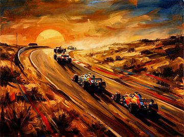 Course de Formule 1 au coucher du soleil au COTA, au Texas