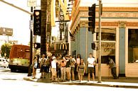 Hollywood Boulevard corner sepia, Los Angeles, California van Samantha Phung thumbnail