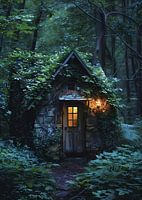 Maison de conte de fées dans la forêt