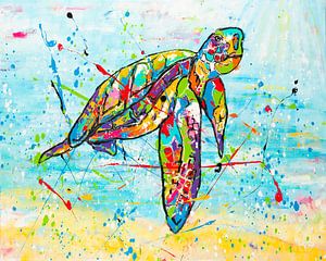 Vrolijke schildpad van Happy Paintings