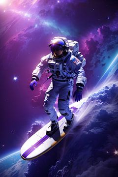 Astronaut surfen van Ayyen Khusna