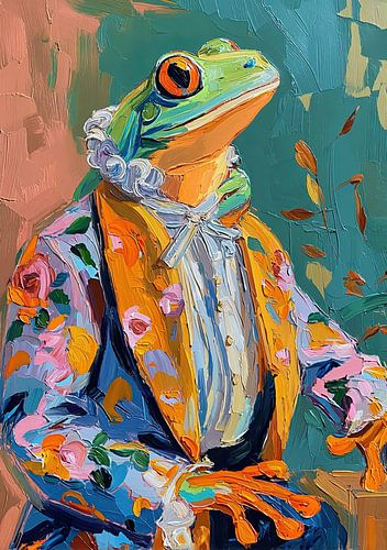 Aristocratische boomkikker in historische gewaden