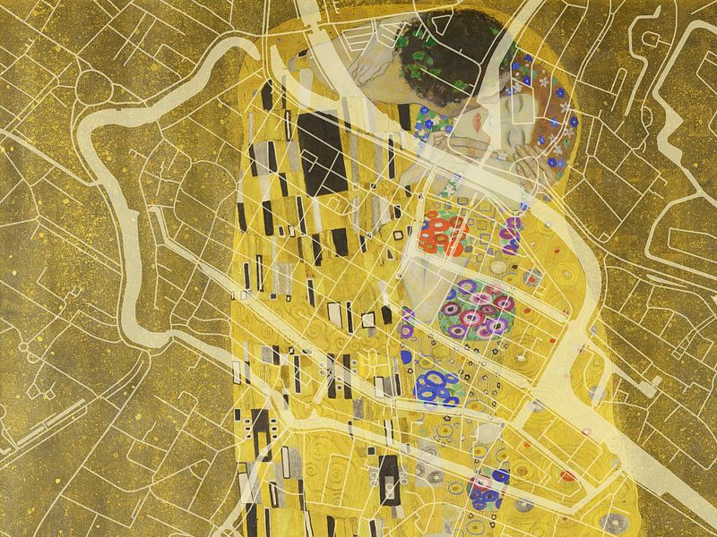 Map of Alkmaar Centrum with the Kiss by Gustav Klimt by De Kaartenwinkel