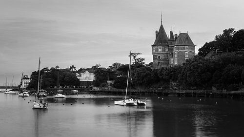 Kasteel van Pornic in Zwart-Wit, Loire-Atlantique, Frankrijk