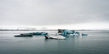 IJsschotsen in het Jökulsárlón gletsjermeer, IJsland van Mirjam Dolstra