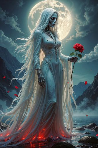 Dark Fantasy Edition: SELYRITH - Der Geist der Weißen Frau mit der Rose der Vergänglichkeit | Kunst & Fine Art Prints