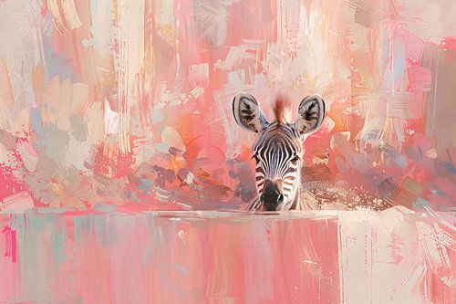 Zebra in kleurrijke abstracte kunstomgeving