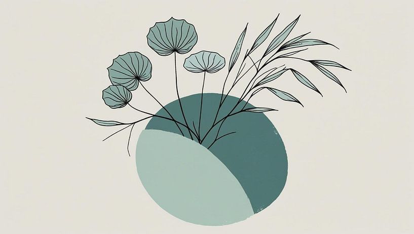Abstract Japandi | Soothing Sea Green &amp; Aqua Blue by Lightline
