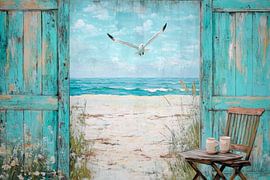 Beach view door by Poster Art Shop