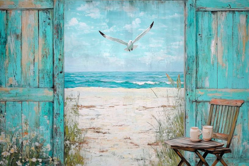 Strandblick Tür von Poster Art Shop