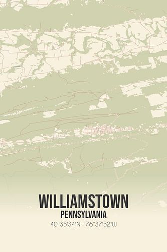 Vintage landkaart van Williamstown (Pennsylvania), USA.