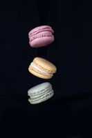 Colourful macarons, pink, green and yellow