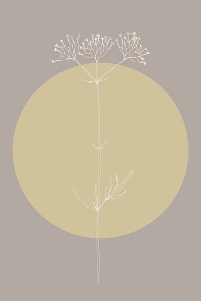 Japandi. Fleur botanique boho en or et taupe no. 10 par Dina Dankers