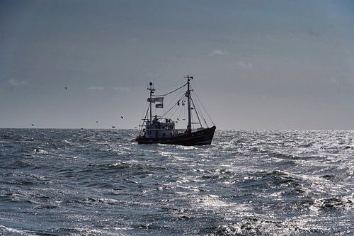 Vissersboot bij Helgoland