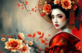 Japanische abstrakte Kunst Geisha von Egon Zitter