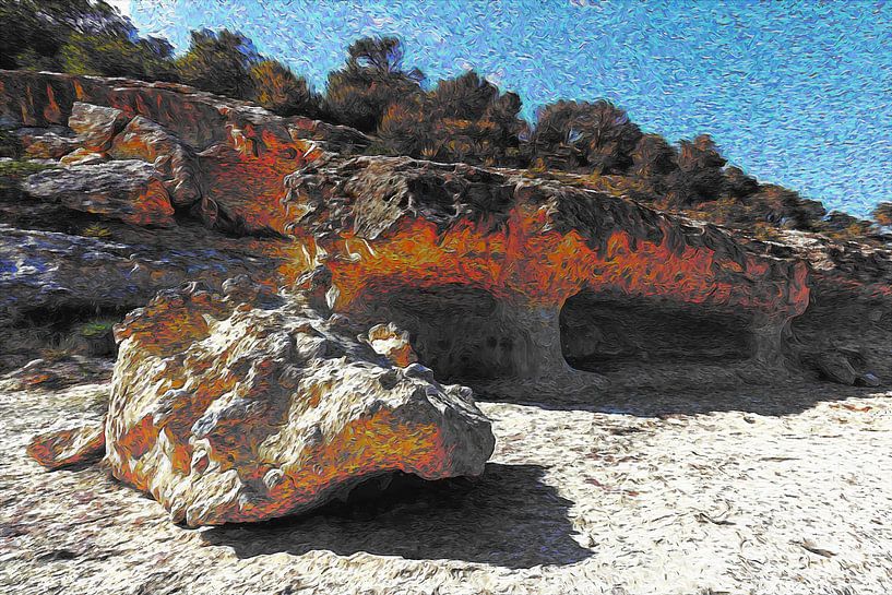 Cala Portals Vells (Mallorca) | Van Gogh stijl van Peter Balan