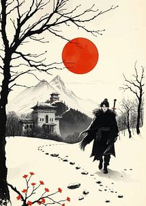 Winterkrieger in asiatischer Landschaft