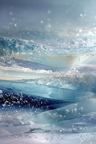 Eisblaues abstraktes Gemälde – Verträumtes Licht