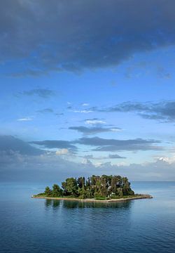 Small islet in the sea off Pontikonosi Corfu Greece by Albert Brunsting