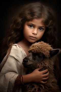 The open-minded girl with the playful alpaca by Karina Brouwer