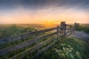 Zonsopkomst in de polder van Terschelling.