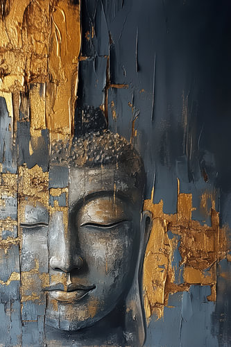 Abstraktes Japandi Buddha-Porträt