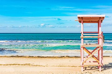 Strand van de baai van Alcudia op het eiland Mallorca, Spanje Middellandse Zee van Alex Winter