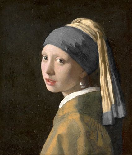 Fille au turban gris foncé et perle sur Marieke met een twist