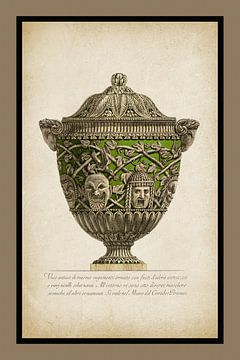 Antique Vase Masks and Tendrils - Engraving - Piranesi by Behindthegray